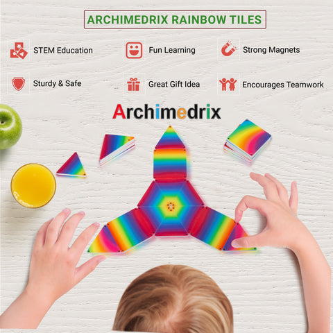 Archimedrix 25 pcs Rainbow Magnetic Tiles